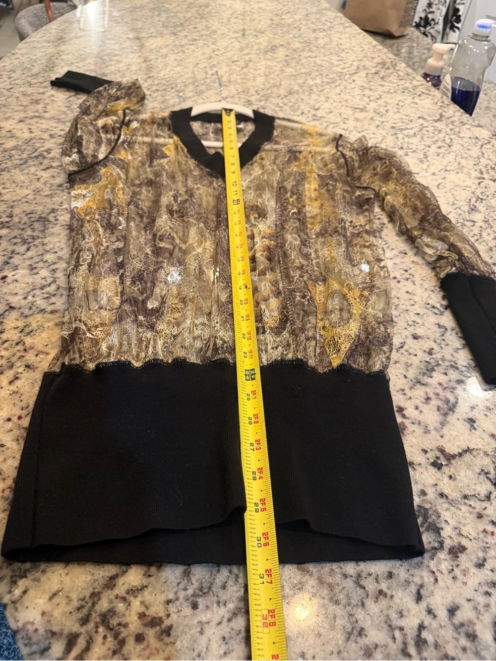 Vintage Jean Paul Gaultier Sheer Metallic Gold and Black V-Neck Tunic - Picture 7 of 7